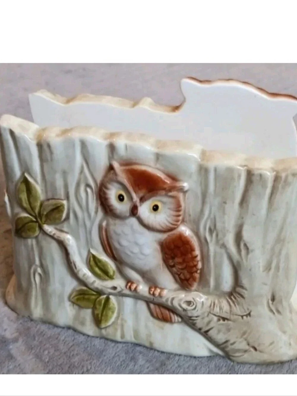 1984 Otagiri Japan Owl Napkin Holder, Letter Holder Vintage Cottage 80s Kitchen